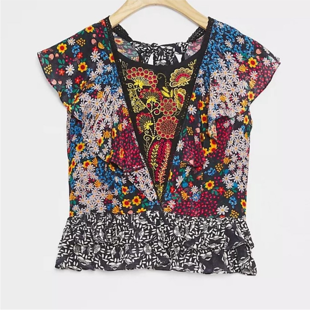 🌺Host Pick🌺 Anthropologie Bhanuni by Jyoti Embroidered Beaded Neda Top M NWOT - Picture 3 of 11